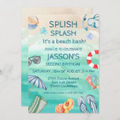 Strand verjaardagsfeestje kaart (Voorkant / Achterkant)