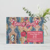  strand verjaardagsfeestje uitnodiging (Staand voorkant)