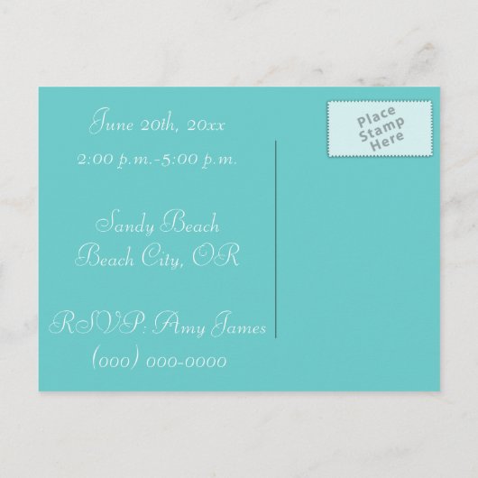 Strand verjaardagsfeestje uitnodiging briefkaart (Achterkant)