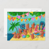 Strand verjaardagsfeestje uitnodiging briefkaart (Voorkant / Achterkant)