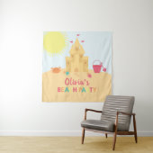 Strand verjaardagsfeestje zandkasteel wandkleed (In situ)