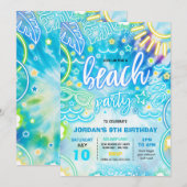 Strand Verjaardagsfeestje Zomer Strand Tie Dye Glo Kaart (Voorkant / Achterkant)