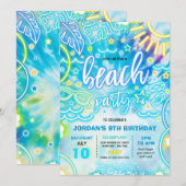 Strand Verjaardagsfeestje Zomer Strand Tie Dye Glo Kaart (Voorkant / Achterkant)