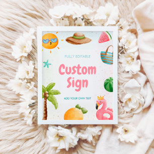 Strand Verjaardagsteken, Pool Party Sign Poster