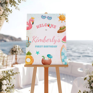 Strand Verjaardagsteken, Pool Party Welkomstbord Poster