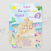 Strand verjaardagsuitnodigingen kaart (Voorkant / Achterkant)