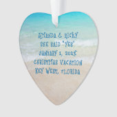 Strand Verloving Hart Gevormd Foto Ornament (voorkant)