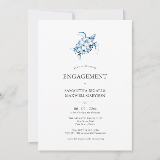 Strand verlovingsfeest uitnodigingen Blauwe Zeesch (Voorkant)