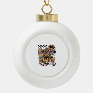 Strand Vibe Hoogland Koe Zomer Vector Kunst_1 Keramische Bal Ornament