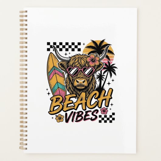 Strand Vibe Hoogland Koe Zomer Vector Kunst_1 Planner (Voorkant)