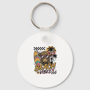 Strand Vibe Hoogland Koe Zomer Vector Kunst_1 Sleutelhanger