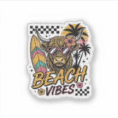 Strand Vibe Hoogland Koe Zomer Vector Kunst_1 Sticker (Voorkant)