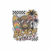 Strand Vibe Hoogland Koe Zomer Vector Kunst_1 Sticker (Voorkant)