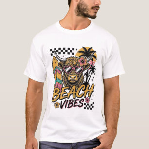 Strand Vibe Hoogland Koe Zomer Vector Kunst_1 T-shirt