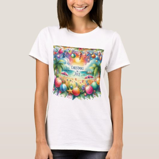 Strand Vibe Kerstmis in Juli T-shirt (Voorkant)