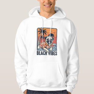 Strand Vibe Pug Vintage Gravure Ontwerp_1 Hoodie
