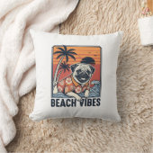 Strand Vibe Pug Vintage Gravure Ontwerp_1 Kussen (Deken)
