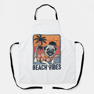 Strand Vibe Pug Vintage Gravure Ontwerp_1 Schort