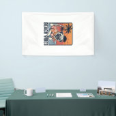 Strand Vibe Pug Vintage Gravure Ontwerp_1 Spandoek (Beurs)