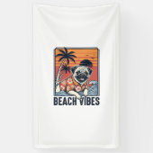 Strand Vibe Pug Vintage Gravure Ontwerp_1 Spandoek (Verticaal)