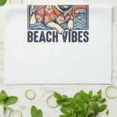 Strand Vibe Pug Vintage Gravure Ontwerp_1 Theedoek (Gevouwen)