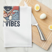 Strand Vibe Pug Vintage Gravure Ontwerp_1 Theedoek (Quarter Fold)