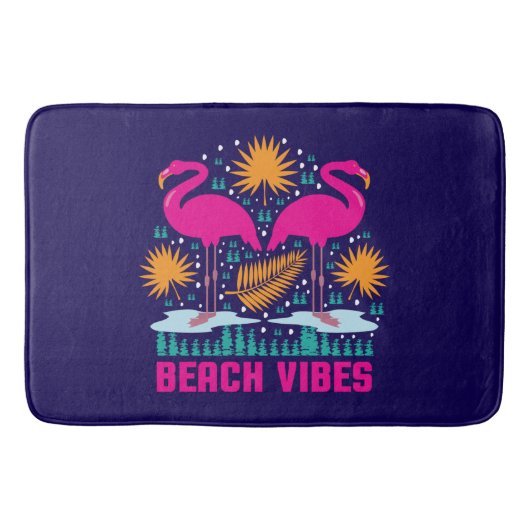 Strand Vibe Roze Flamingo Ontwerp Badmat (Voorkant)