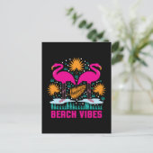 Strand Vibe Roze Flamingo Ontwerp Briefkaart (Staand voorkant)