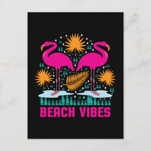 Strand Vibe Roze Flamingo Ontwerp Briefkaart