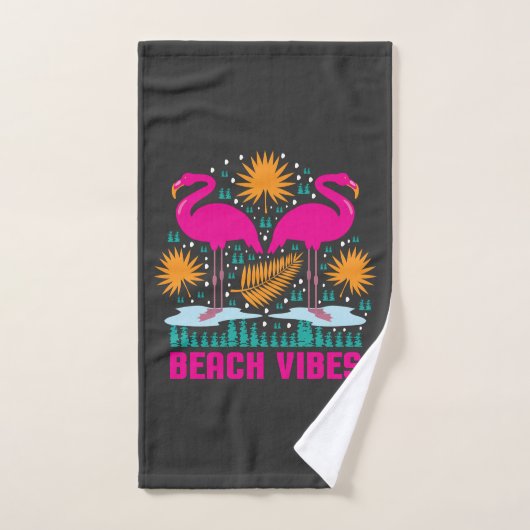 Strand Vibe Roze Flamingo Ontwerp Handdoek (Handdoek)