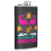 Strand Vibe Roze Flamingo Ontwerp Heupfles (Rechts)