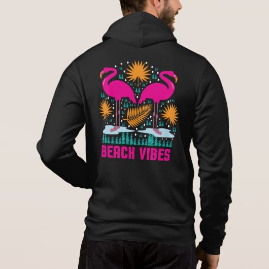 Strand Vibe Roze Flamingo Ontwerp Hoodie (Achterkant)