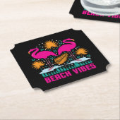 Strand Vibe Roze Flamingo Ontwerp Kartonnen Onderzetters (Gekanteld)