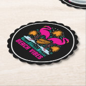 Strand Vibe Roze Flamingo Ontwerp Kartonnen Onderzetters (Gekanteld)