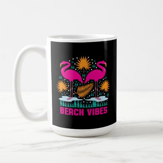 Strand Vibe Roze Flamingo Ontwerp Koffiemok (Links)