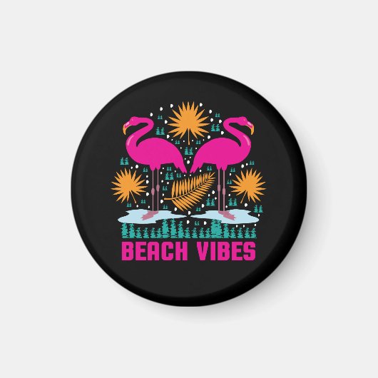 Strand Vibe Roze Flamingo Ontwerp Magneet (Voorkant)