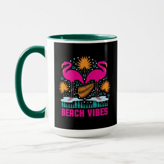 Strand Vibe Roze Flamingo Ontwerp Mok (Links)
