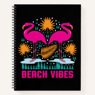 Strand Vibe Roze Flamingo Ontwerp Notitieboek