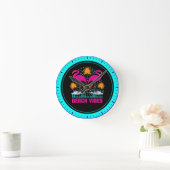 Strand Vibe Roze Flamingo Ontwerp Ronde Klok (Huis)