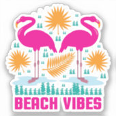 Strand Vibe Roze Flamingo Ontwerp Sticker (Voorkant)