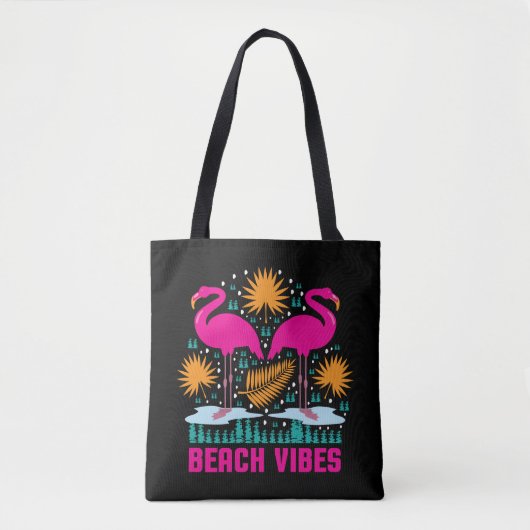 Strand Vibe Roze Flamingo Ontwerp Tote Bag (Voorkant)