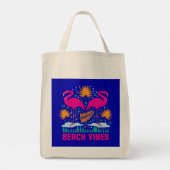 Strand Vibe Roze Flamingo Ontwerp Tote Bag (Achterkant)