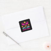 Strand Vibe Roze Flamingo Ontwerp Vierkante Sticker (Envelop)