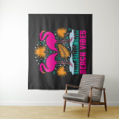 Strand Vibe Roze Flamingo Ontwerp Wandkleed (In situ)