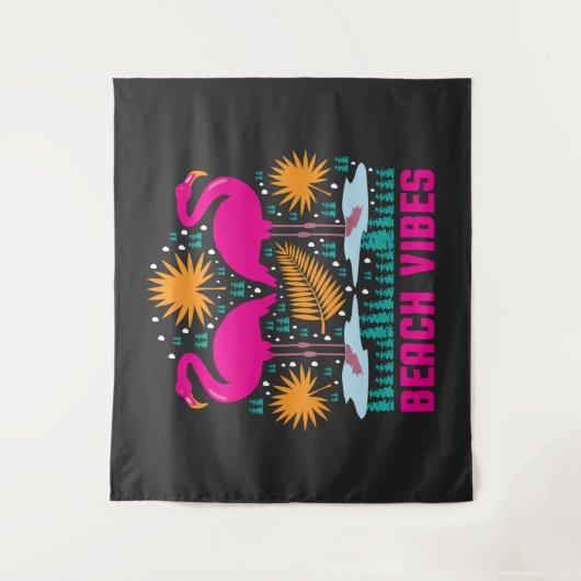 Strand Vibe Roze Flamingo Ontwerp Wandkleed (Voorkant)
