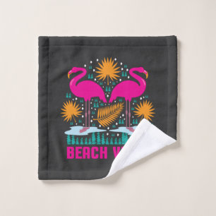 Strand Vibe Roze Flamingo Ontwerp Washandje