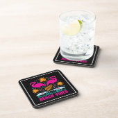 Strand Vibe Roze Flamingo's Design Bier Onderzetter (Rechterzijde)