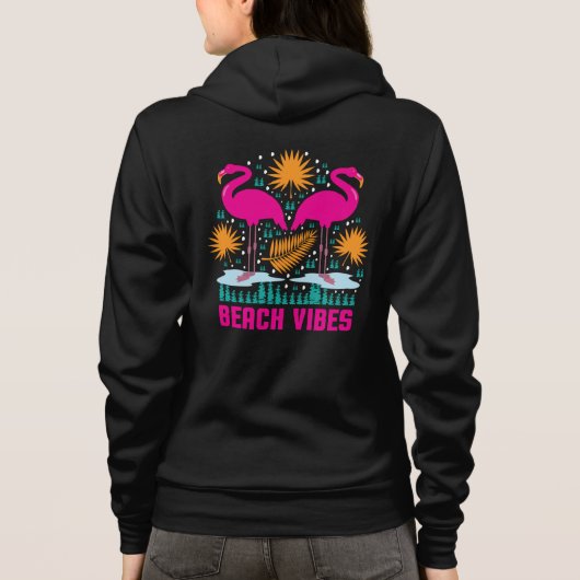 Strand Vibe Roze Flamingo's Design Hoodie (Achterkant)