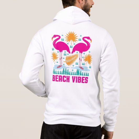 Strand Vibe Roze Flamingo's Design Hoodie (Achterkant)