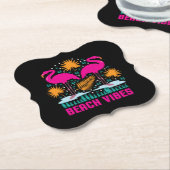 Strand Vibe Roze Flamingo's Design Kartonnen Onderzetters (Gekanteld)